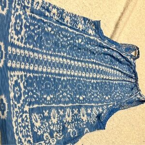 Blue Patterned Sleeveless Top